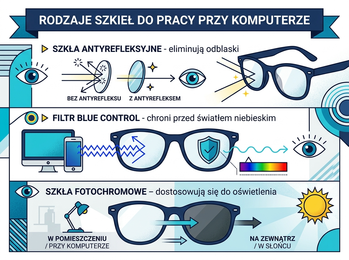 szkło do pracy przy komputerze