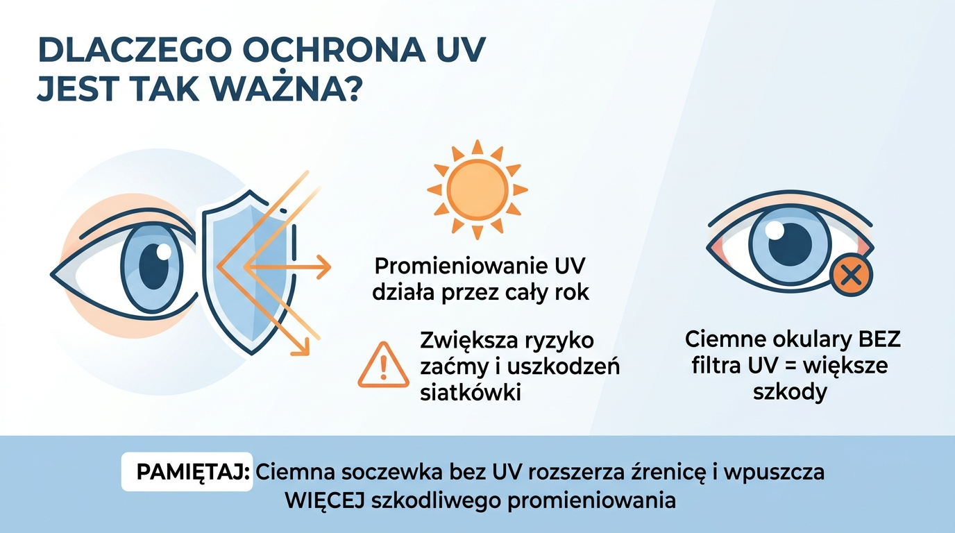 Wyjaśnia znaczenie filtrów UV i zagrożenia związane z brakiem odpowiedniej ochrony