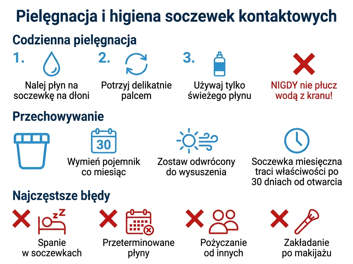 Pielęgnacja i higiena soczewek kontaktowych 