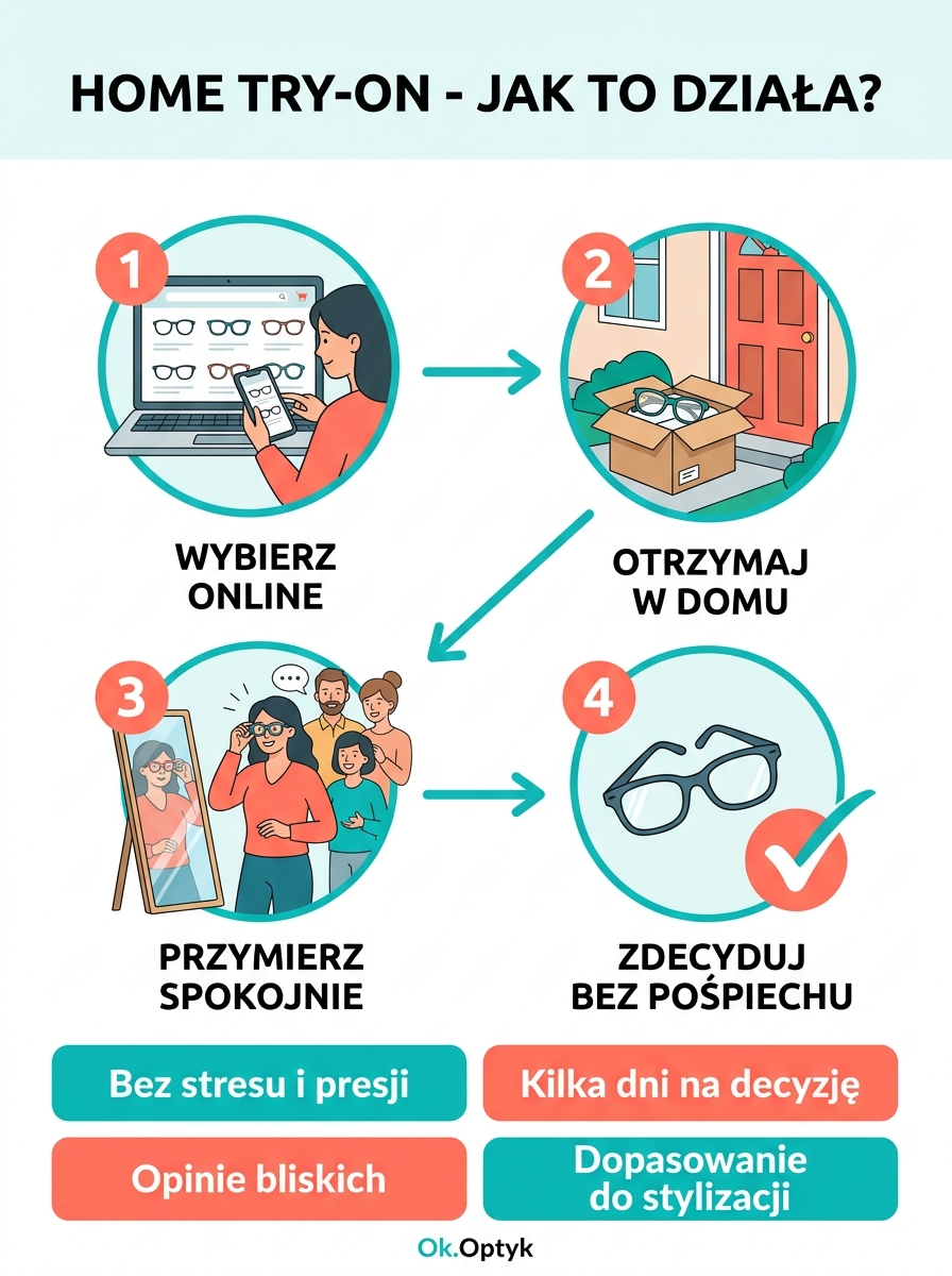 Przyjazna infografika usługowa prezentująca 4-stopniowy proces