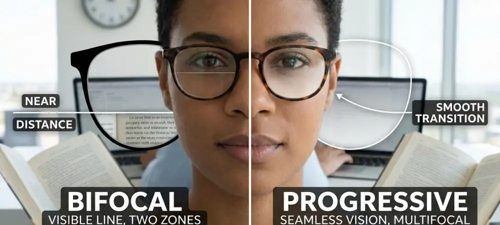 Okulary progresywne a dwuogniskowe - porównanie